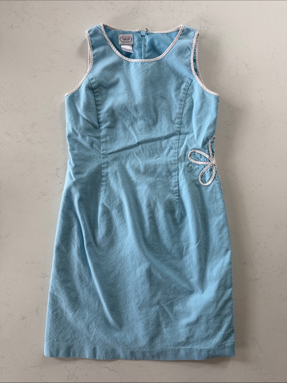 Talbots Sky Blue Sleeveless Mini Dress with White Trim